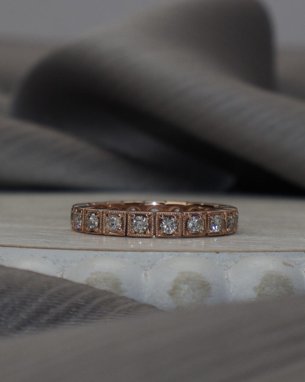 14k Rose Gold Natural Diamond Band Ring 3.87G / Sz 6